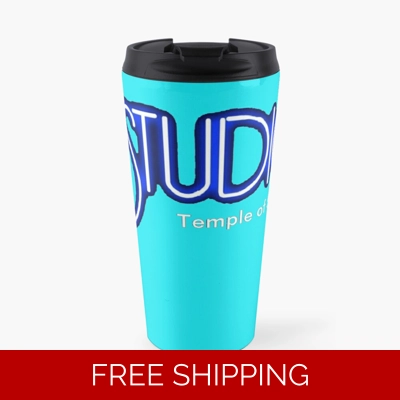 Travel Mug Aqua Blue Original White & Blue Logo TOS White
